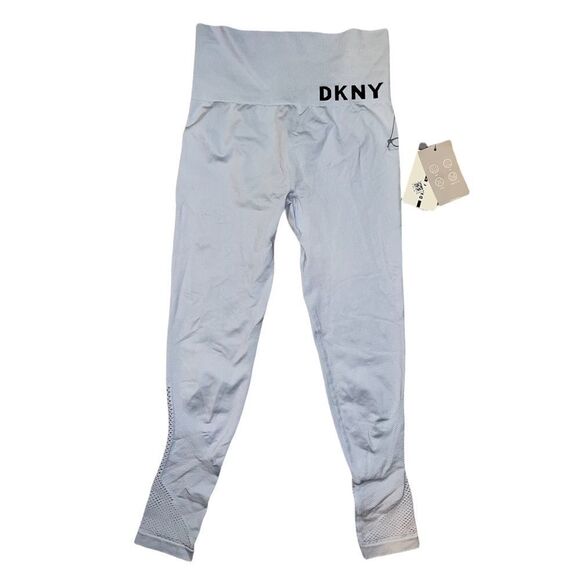 DKNY Sport Lake Blue Ribbed Seamless High-Rise 7/8 Length Leggings XS NWT - Picture 3 of 6